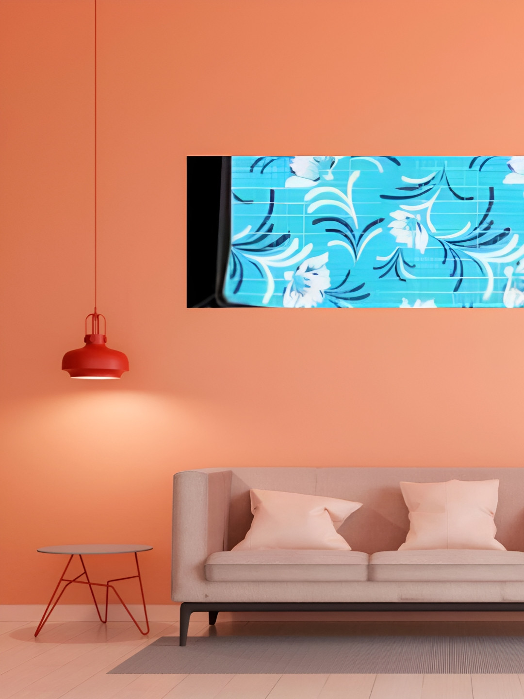 Kalra Magic White & Blue Printed Waterproof Air Conditioner Cover