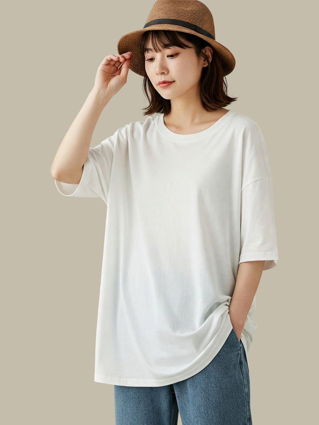 SMAN Women Drop-Shoulder Sleeves Oversized T-shirt