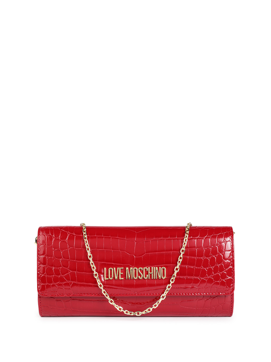 LOVE MOSCHINO Croc-Textured Purse with Detachable Strap