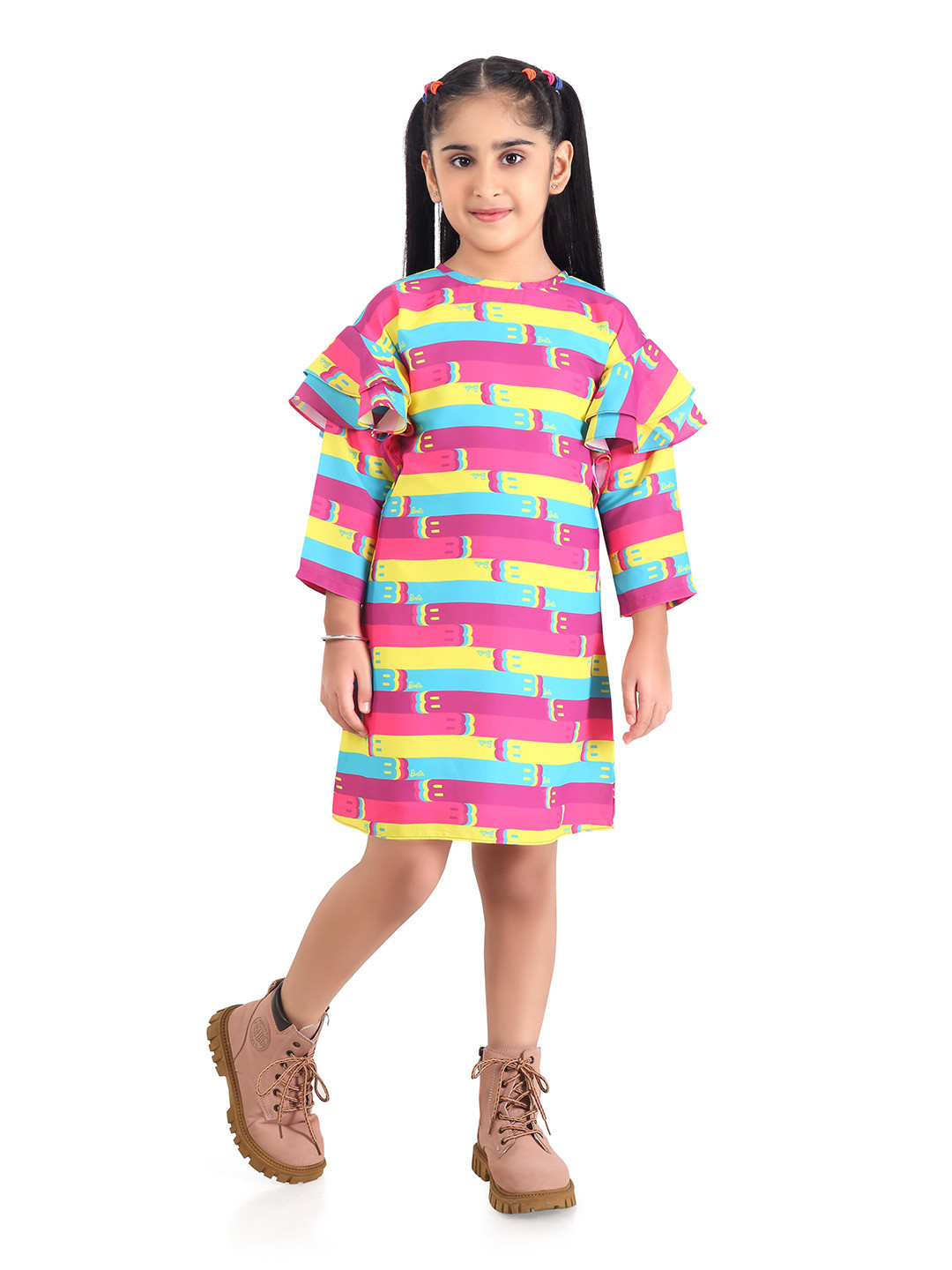 Tiny Girl Striped Girls Round Neck A-Line Dress