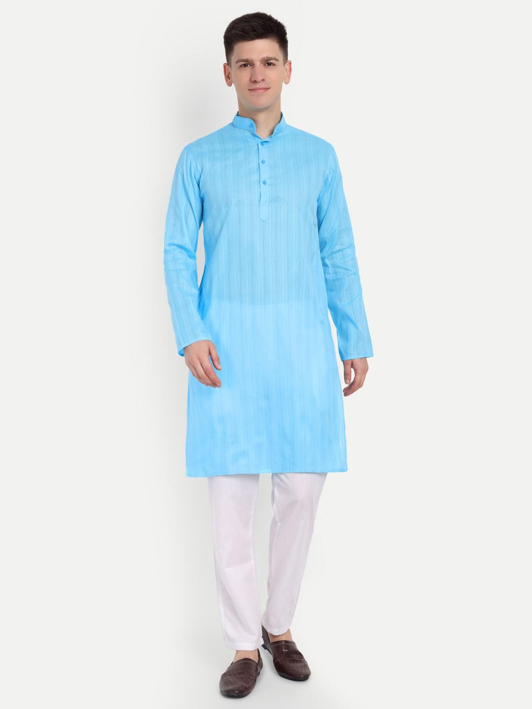 4u Fashion Men Striped Festive Cotton Straight Kurta