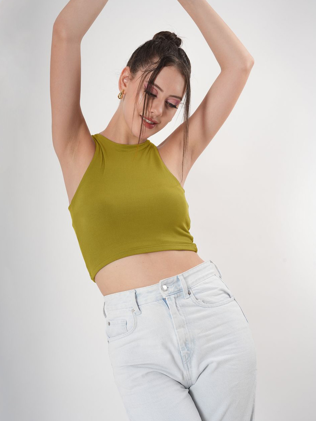 clobug Women Ribbed Sleeveless Crop Tank Top