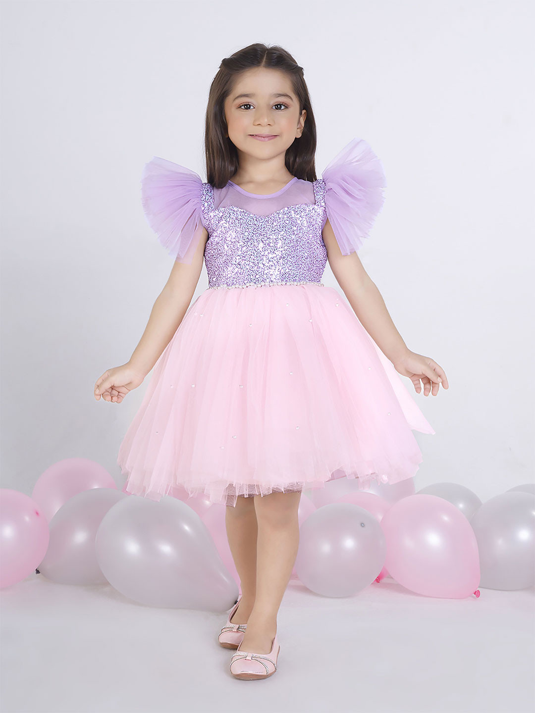 Ministitch Girls Sequence Embellished Fit & Flare Dress