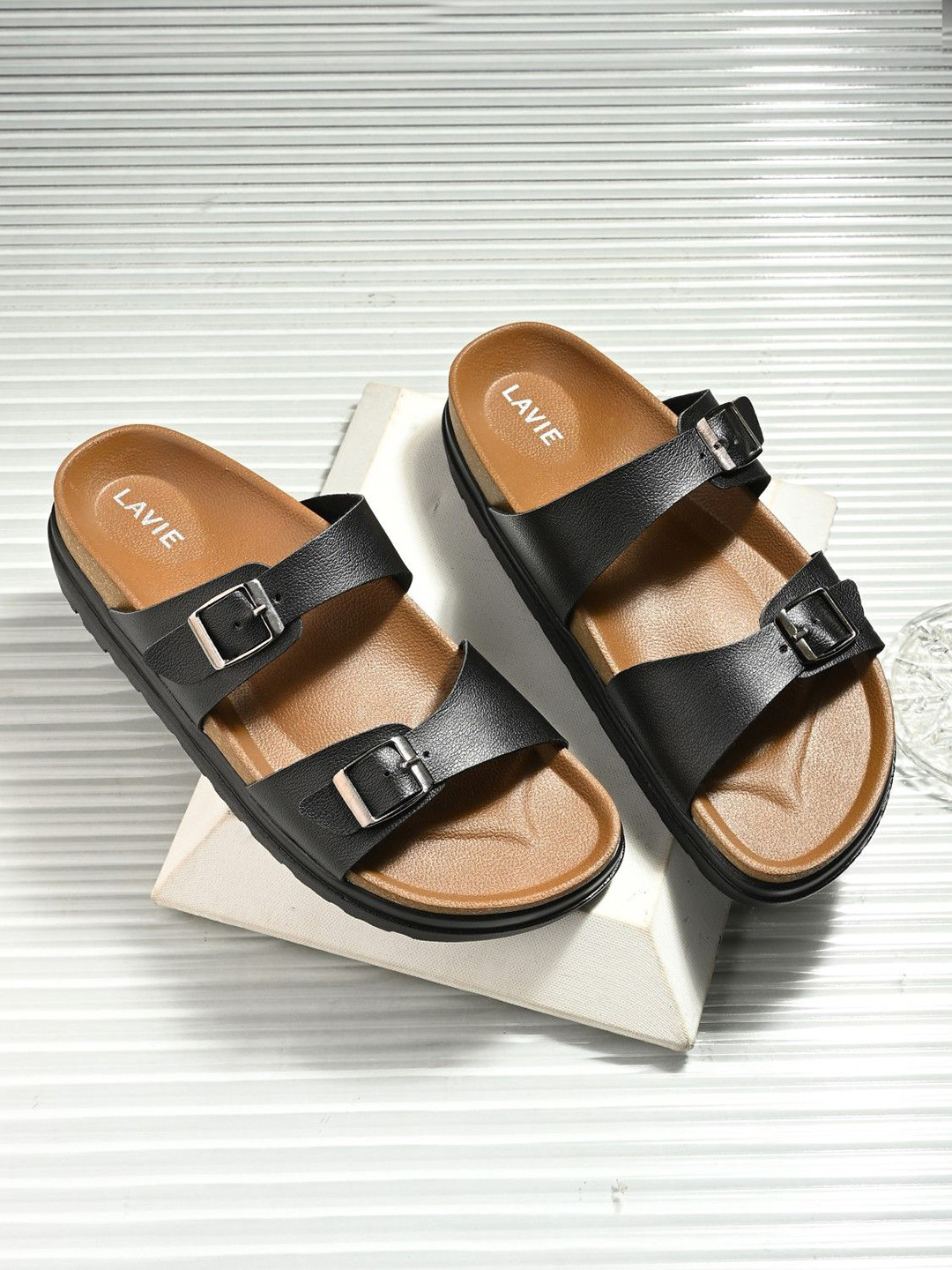 Lavie Women Synthetic Leather Open Toe Flats with Buckles