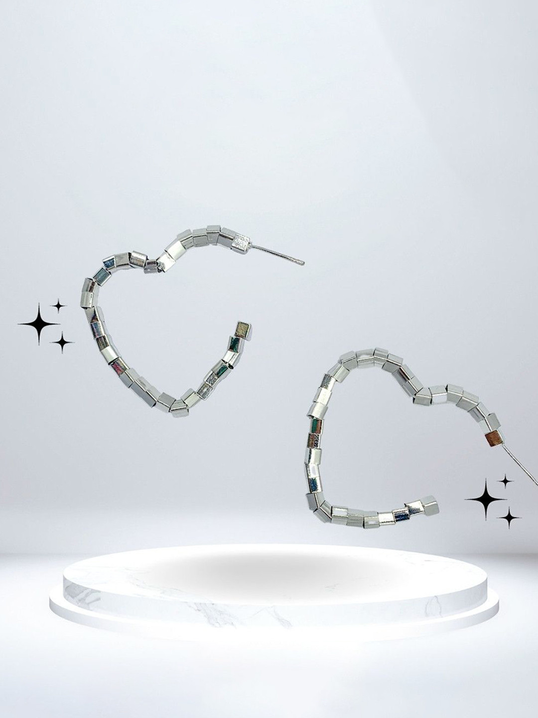 GEHNEY Joy of Jewels Silver-Plated Heart Shaped Half Hoop Earrings