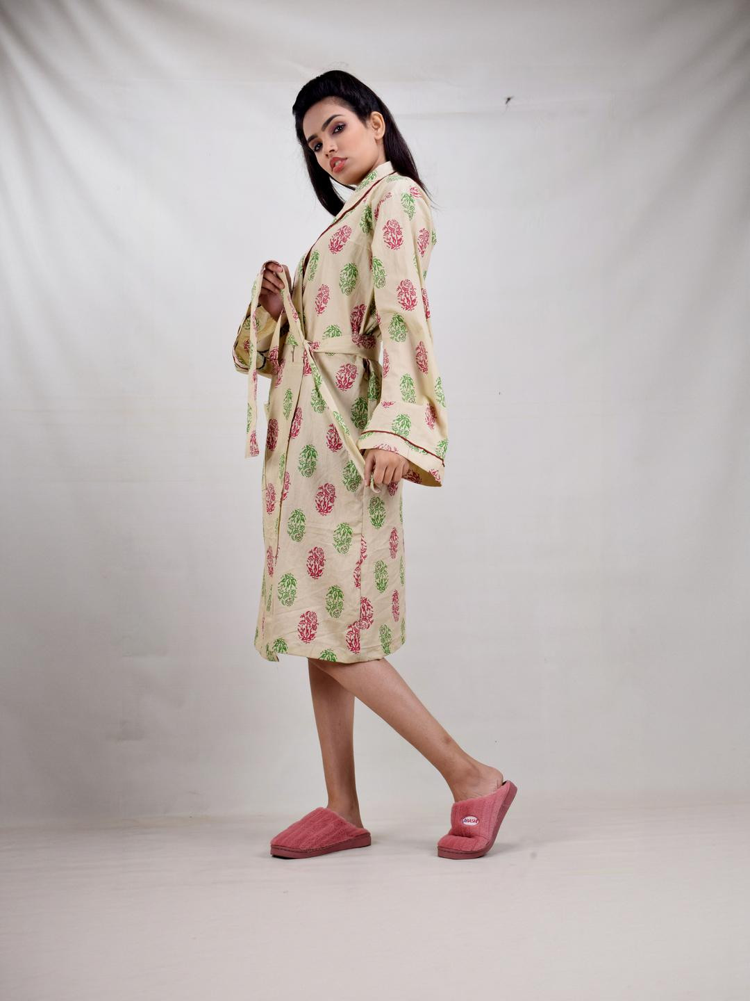 CLYMAA Multi Pure Cotton Maxi Printed Nightdress