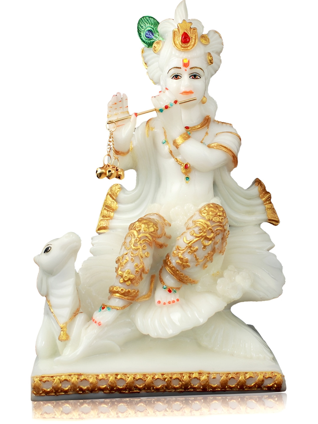 Aura Krishna White Marble Glossy Living Room Small Showpiece -