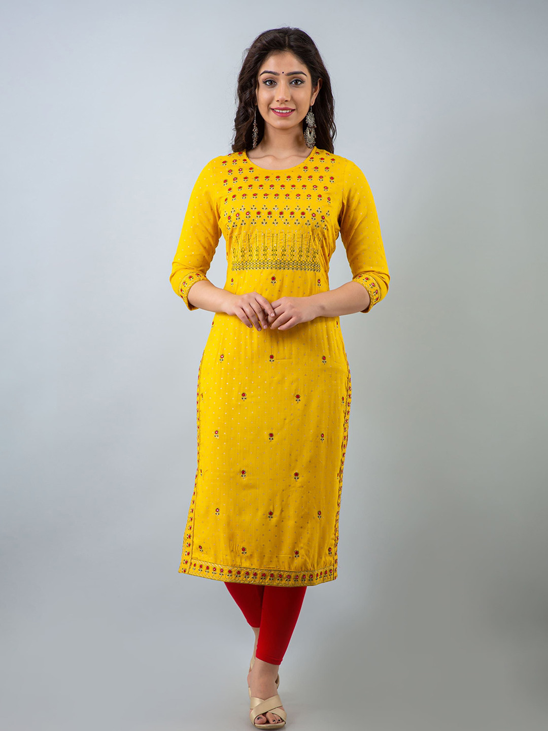 STYLE ANGEL Women Ethnic Motifs Embroidered Festive Straight Kurtas