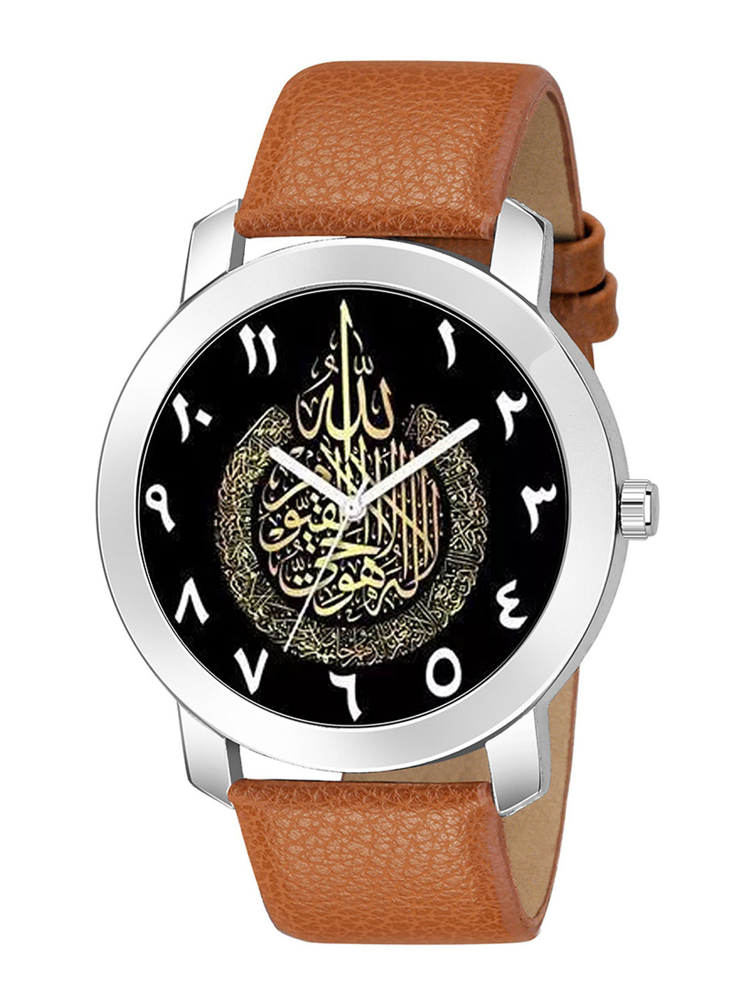 Gopal Shopcart Unisex Leather Straps Analogue Watch GR01SLV-Islamic-NUM08-Beige-L