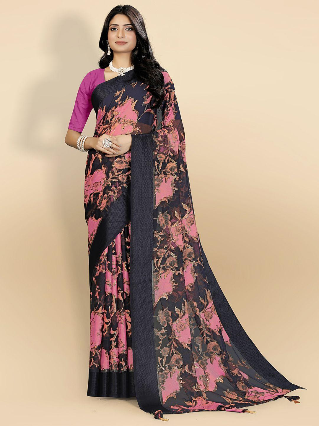 Peachmode Pink Brasso Printed Sarees