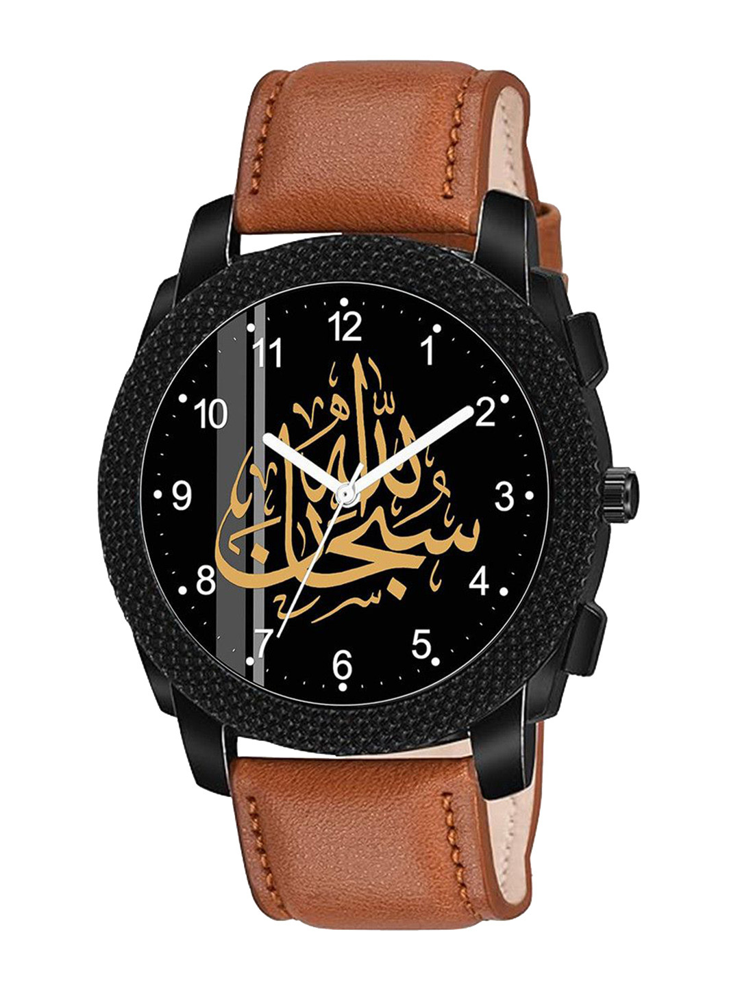 CSAMON Men Dial & Bracelet Style Straps Analogue Watch C1004BLK Islamic NUM05 TAN Chikni