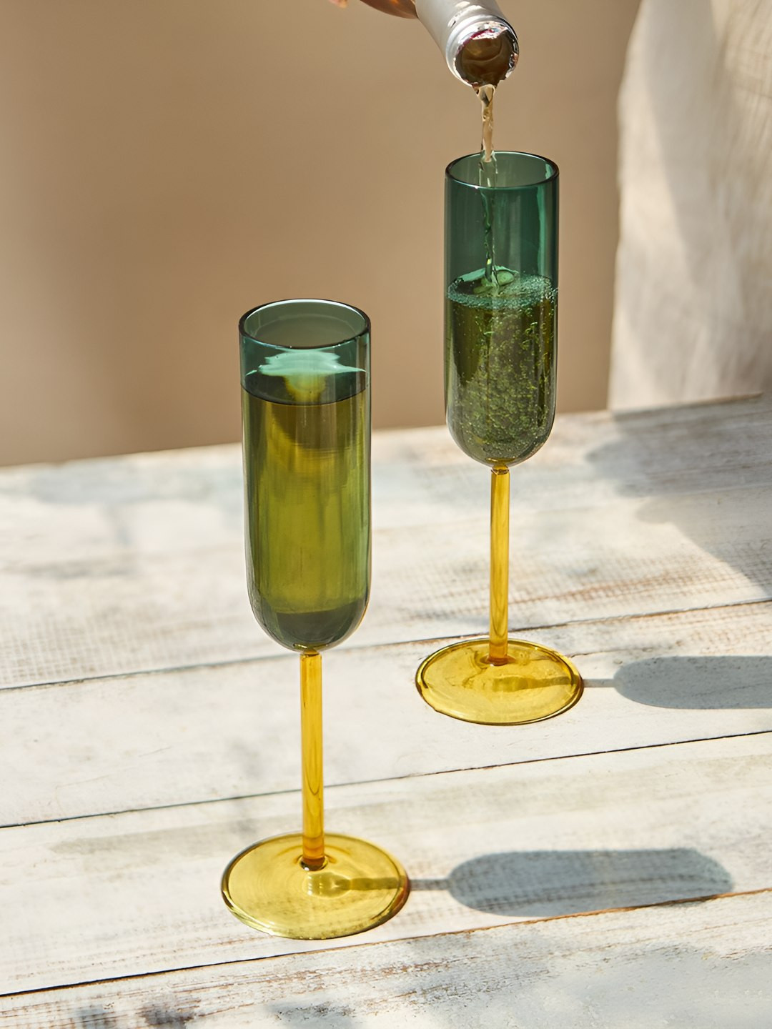 Chumbak Blue & Yellow 2 Pieces Easy to Clean Borosilicate Glass 270 ml