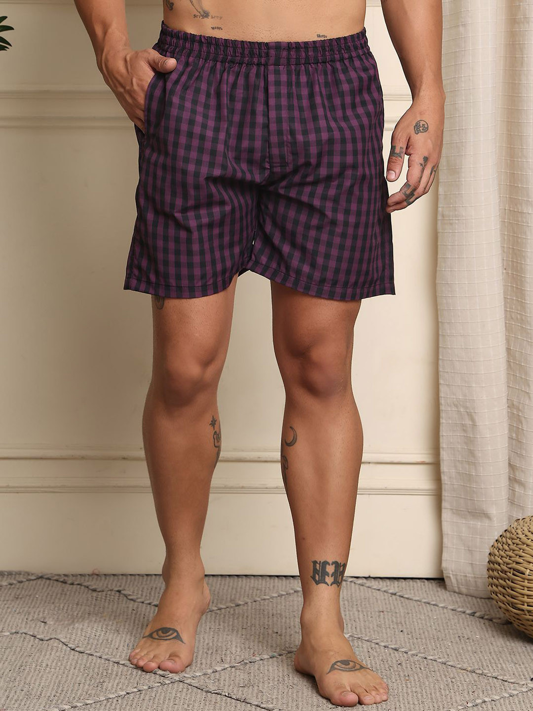Mast & Harbour Checked Cotton Boxers B08-S