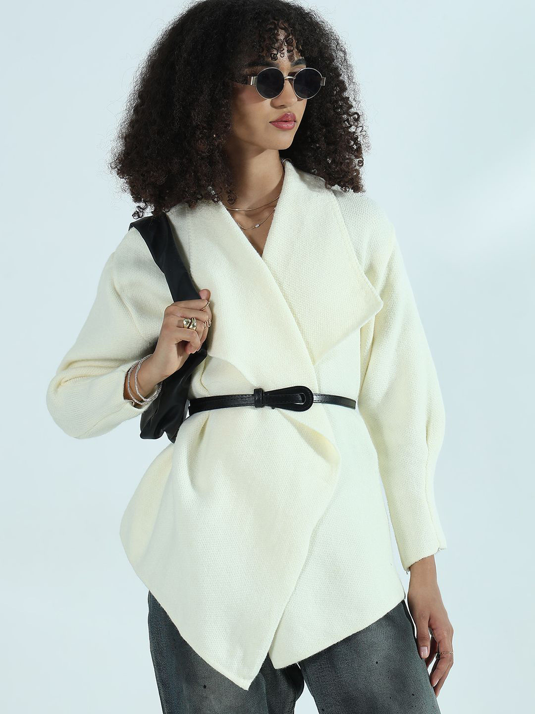 SHOWOFFFF Women Textured Wrap Acrylic Top