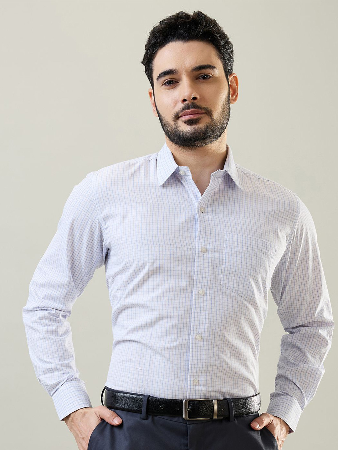 TIM PARIS Micro Checks Checked Pure Cotton Formal Shirt