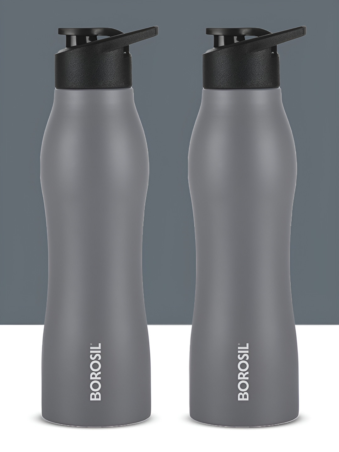 BOROSIL GripGo Grey Stainless Steel Spill Proof 2 Piece Water Bottle - 950ml