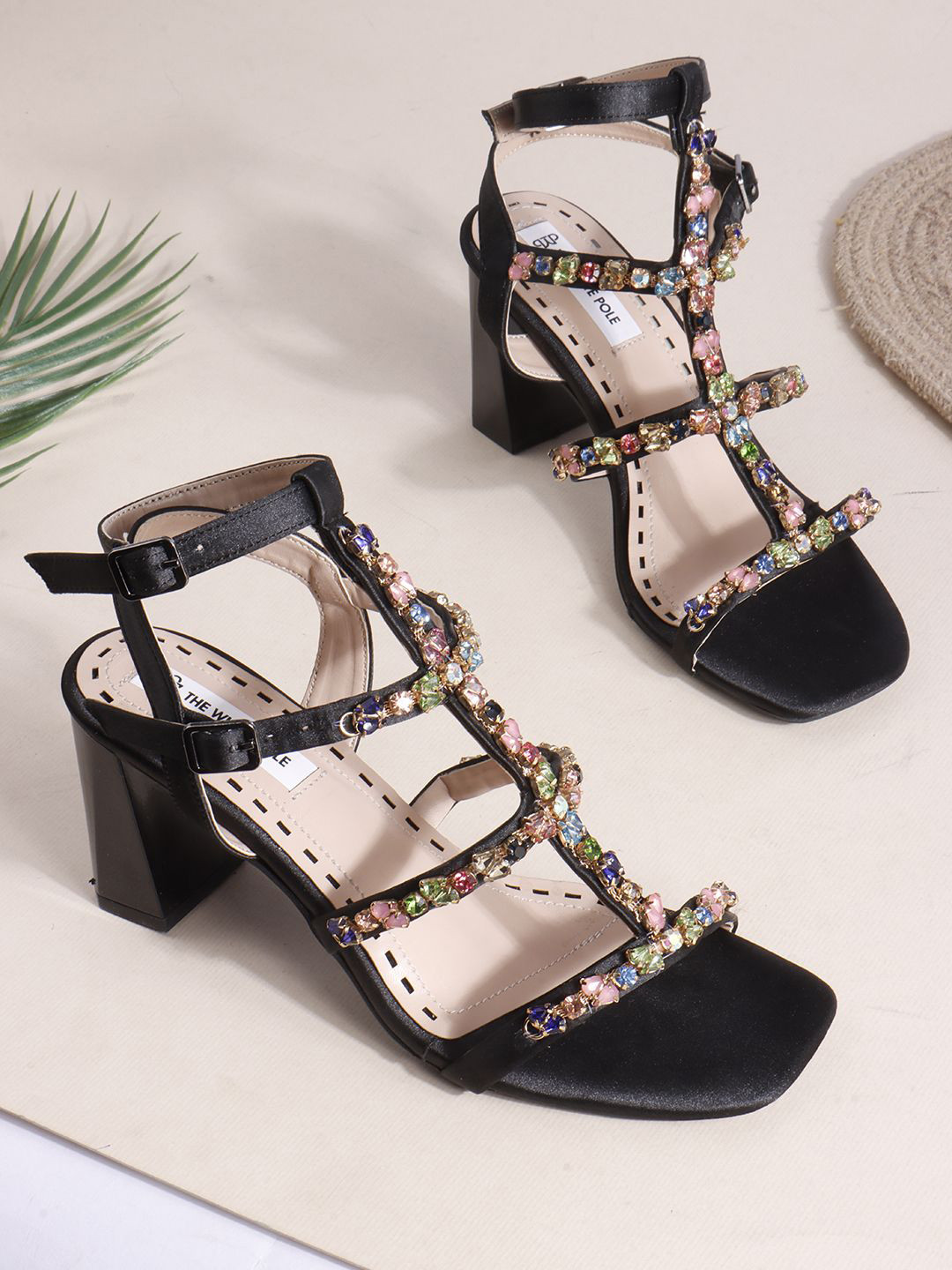 THE WHITE POLE Fashionable Trending Partywear Block Heel Sandals For Womens