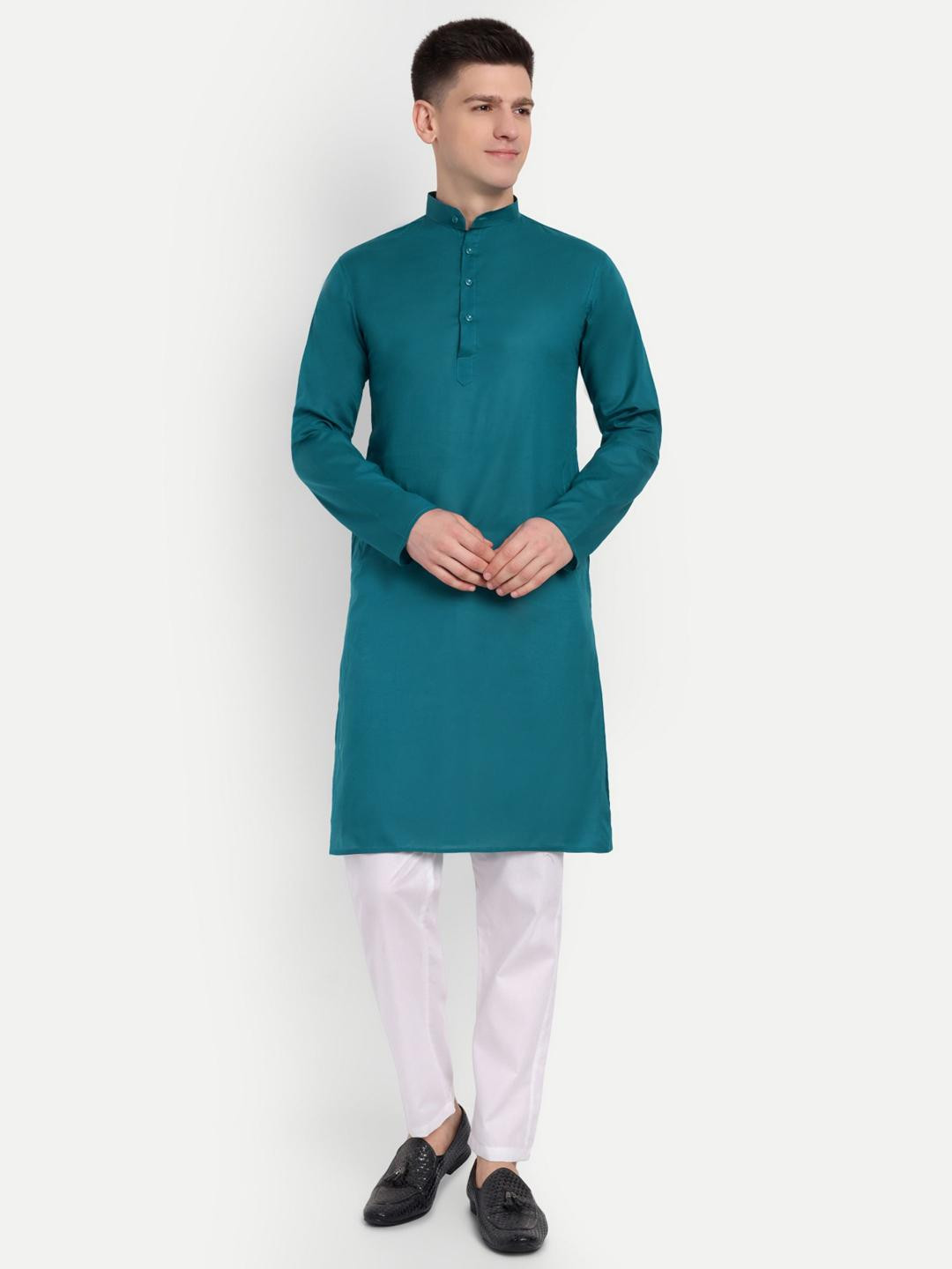 4u Fashion Men Solid Festive Cotton Straight Kurta