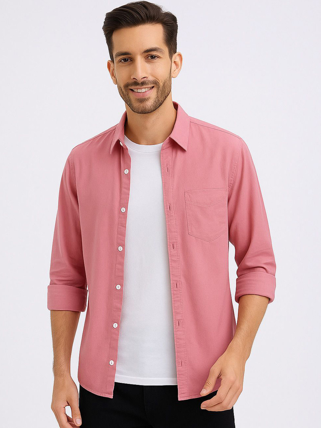 Style Quotient Spread Collar Long Sleeves Cotton Classic Shirt