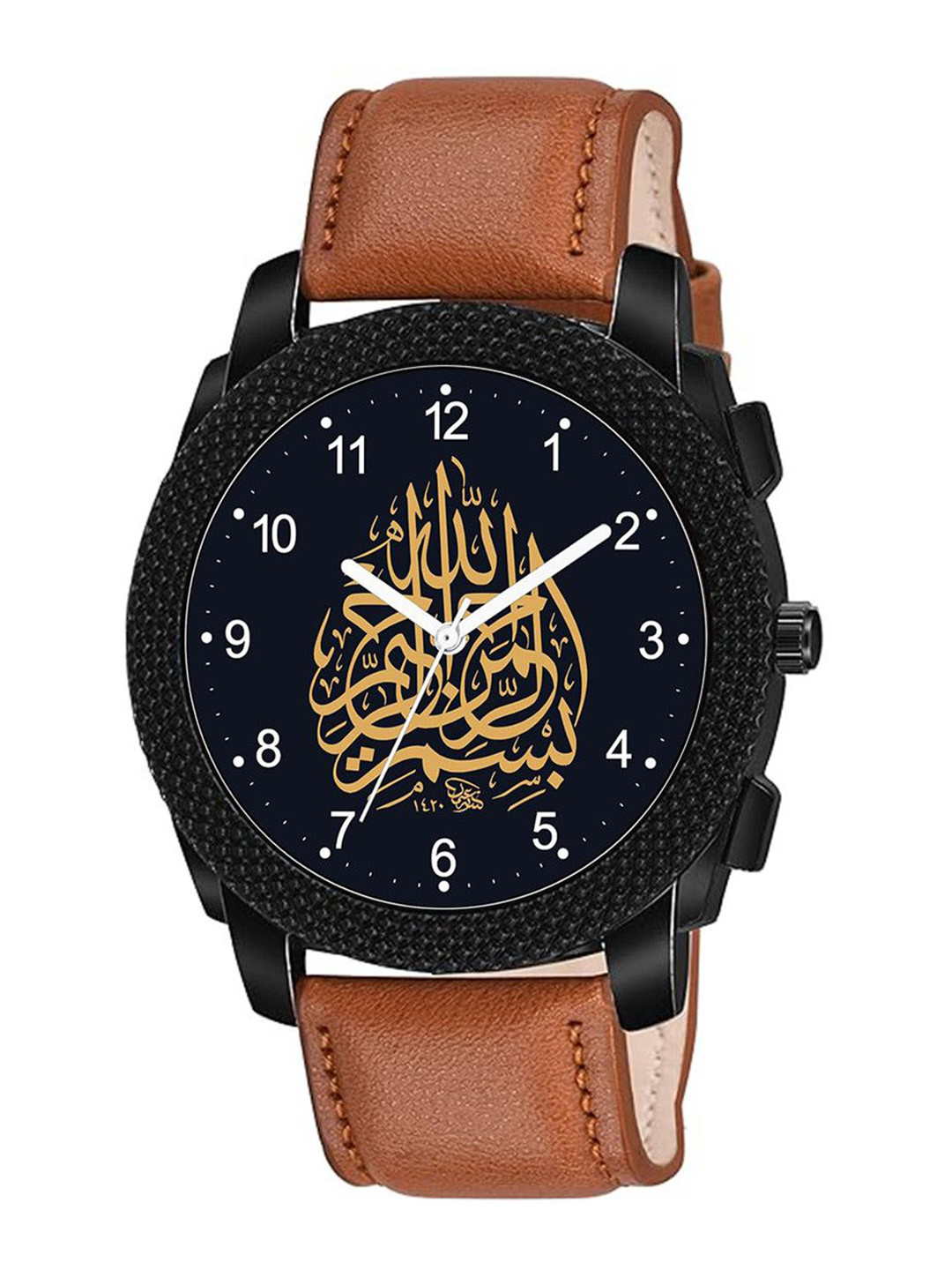 CSAMON Men Printed Dial Analogue Watch - C1004BLK Islamic NUM02 TAN Chikni L_SH