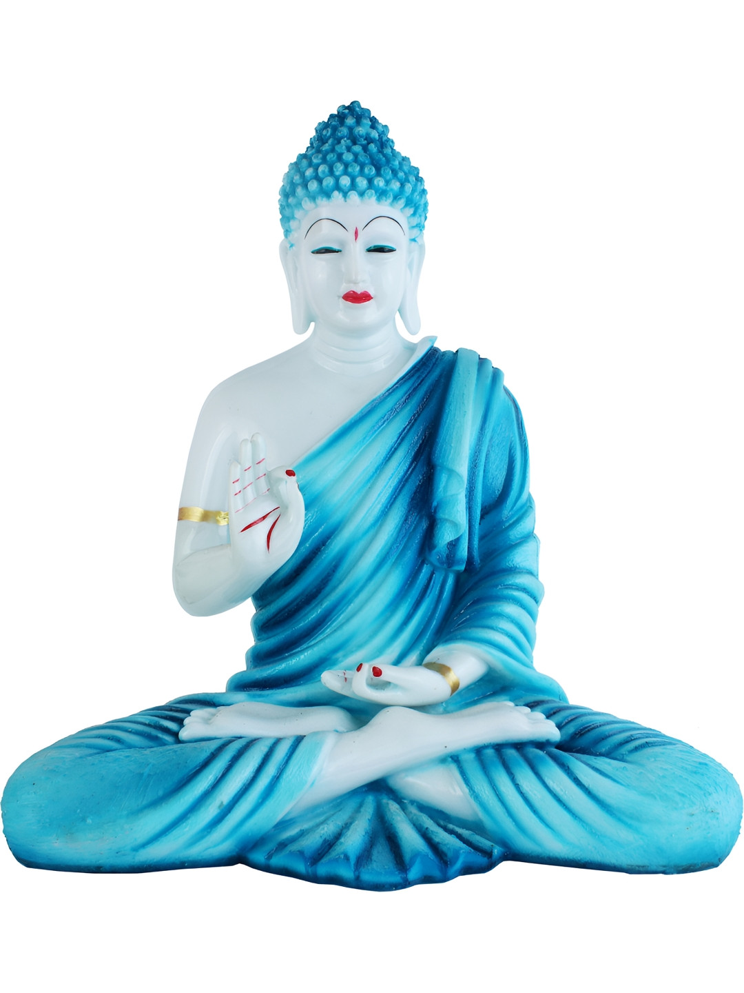 Aura Sheding Buddha Blue Marble Glossy Living Room Medium Showpiece - 9.1 Inches