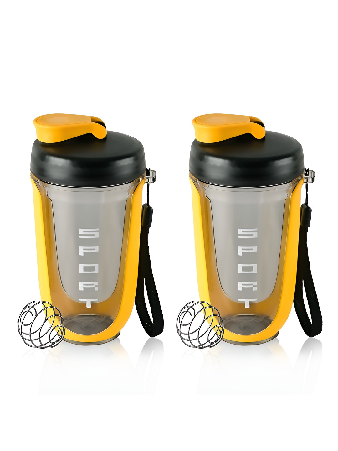 Aura Black Typography Plastic Carrying Loop 2 Piece Shaker - 450ml