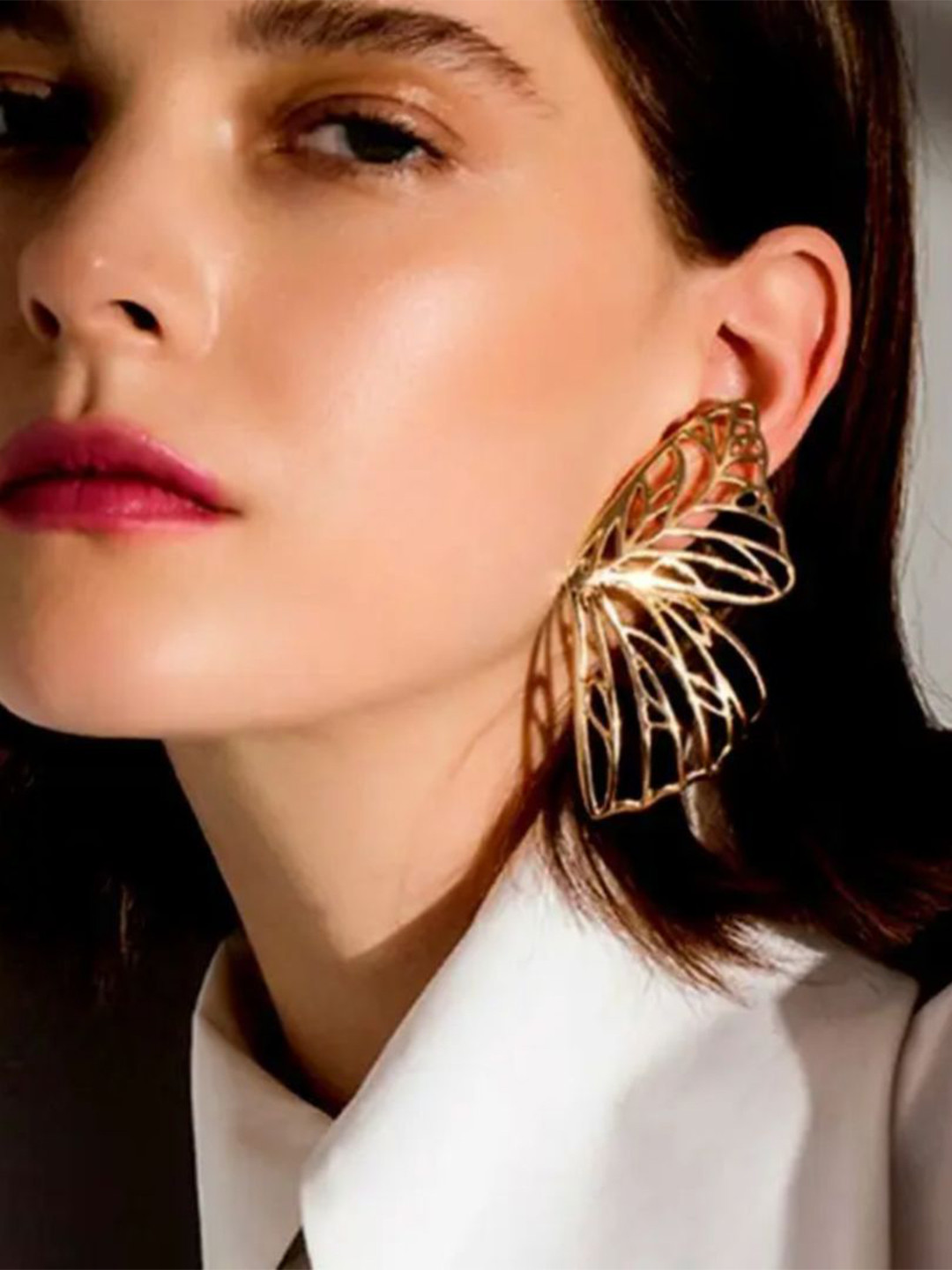 Estailo fashion Gold Plated Butterfly Shaped Drop Earrings