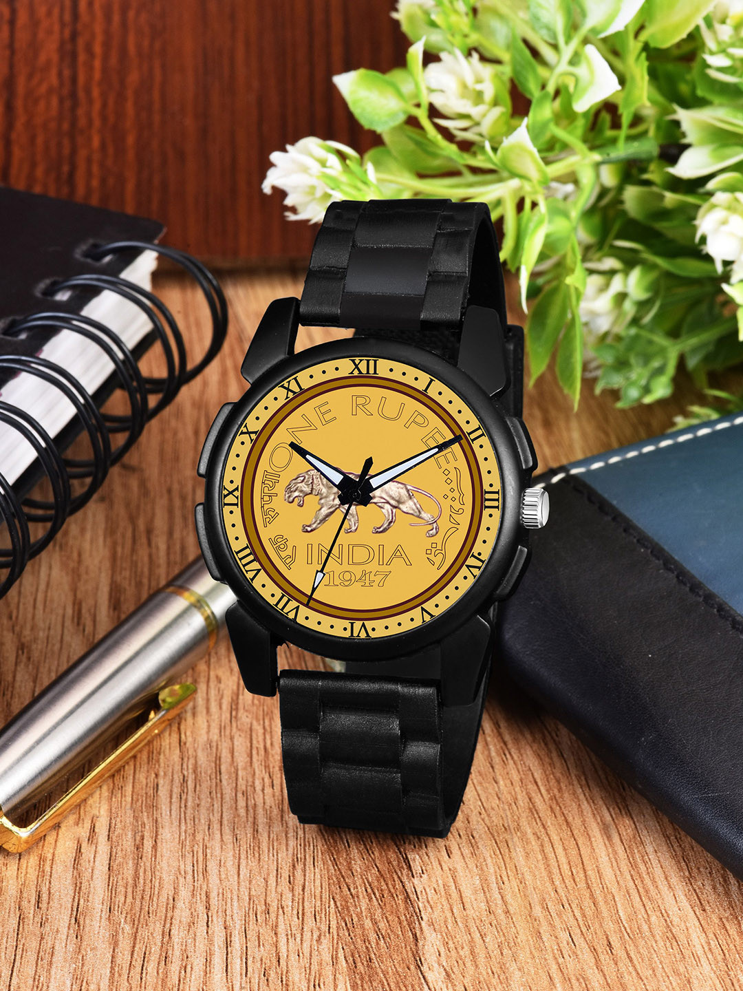 CSAMON Men Dial & Bracelet Style Straps Analogue Watch J16BLK GOLDROM RS NEW PU_SH