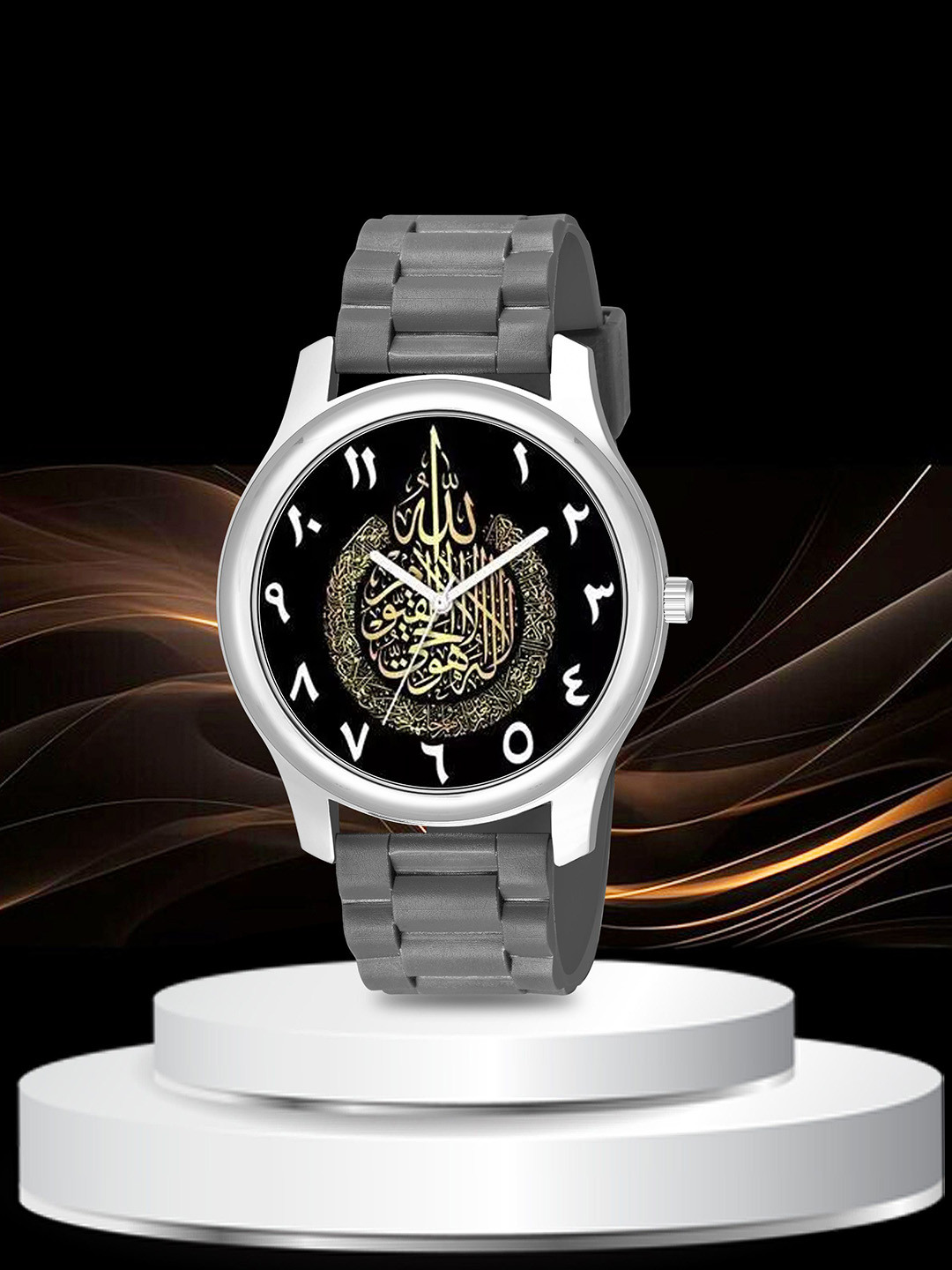 CSAMON Men Analogue Watch 1017SLV Islamic NUM08 GREY CD_SH