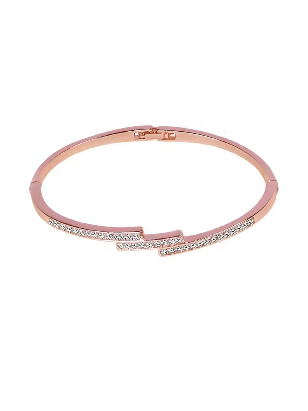 Rosegold Staggered Slim Line Diamond Bracelet for Women and Grils
