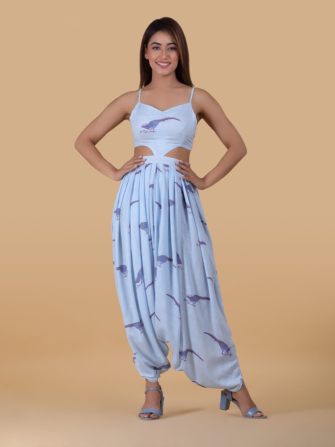 Pasha Birds Printed Culotte Jumpsuit