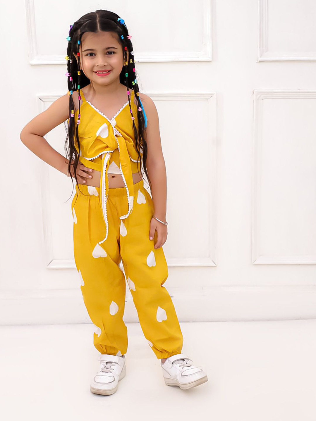 KID1 Girls Tiny Hearts Printed Pure Cotton Top With Jogger