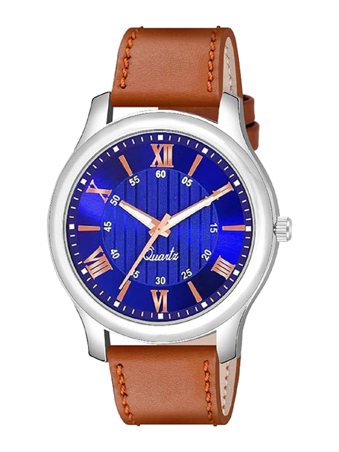 CSAMON Men Textured Dial & Leather Strap Analogue Watch - 1017 BLU1016 Beige Chikani L_SH