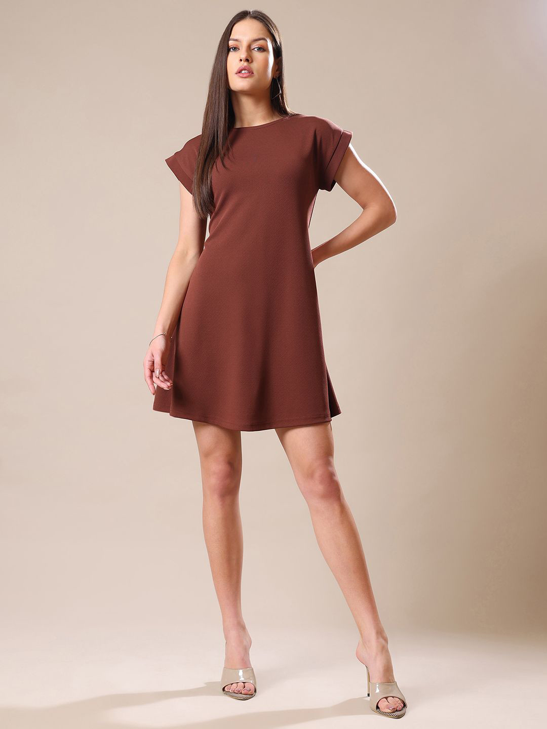 MILOST Women Boat Neck A-Line Dress