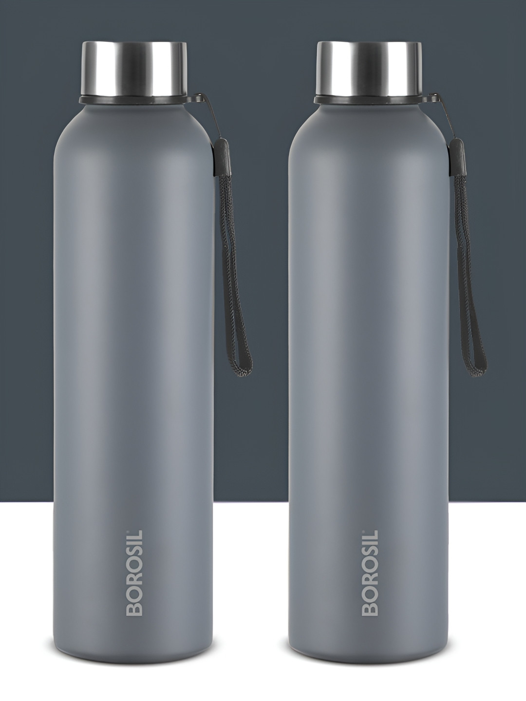 BOROSIL Laguna Grey Stainless Steel Spill Proof 2 Piece Water Bottle - 1L