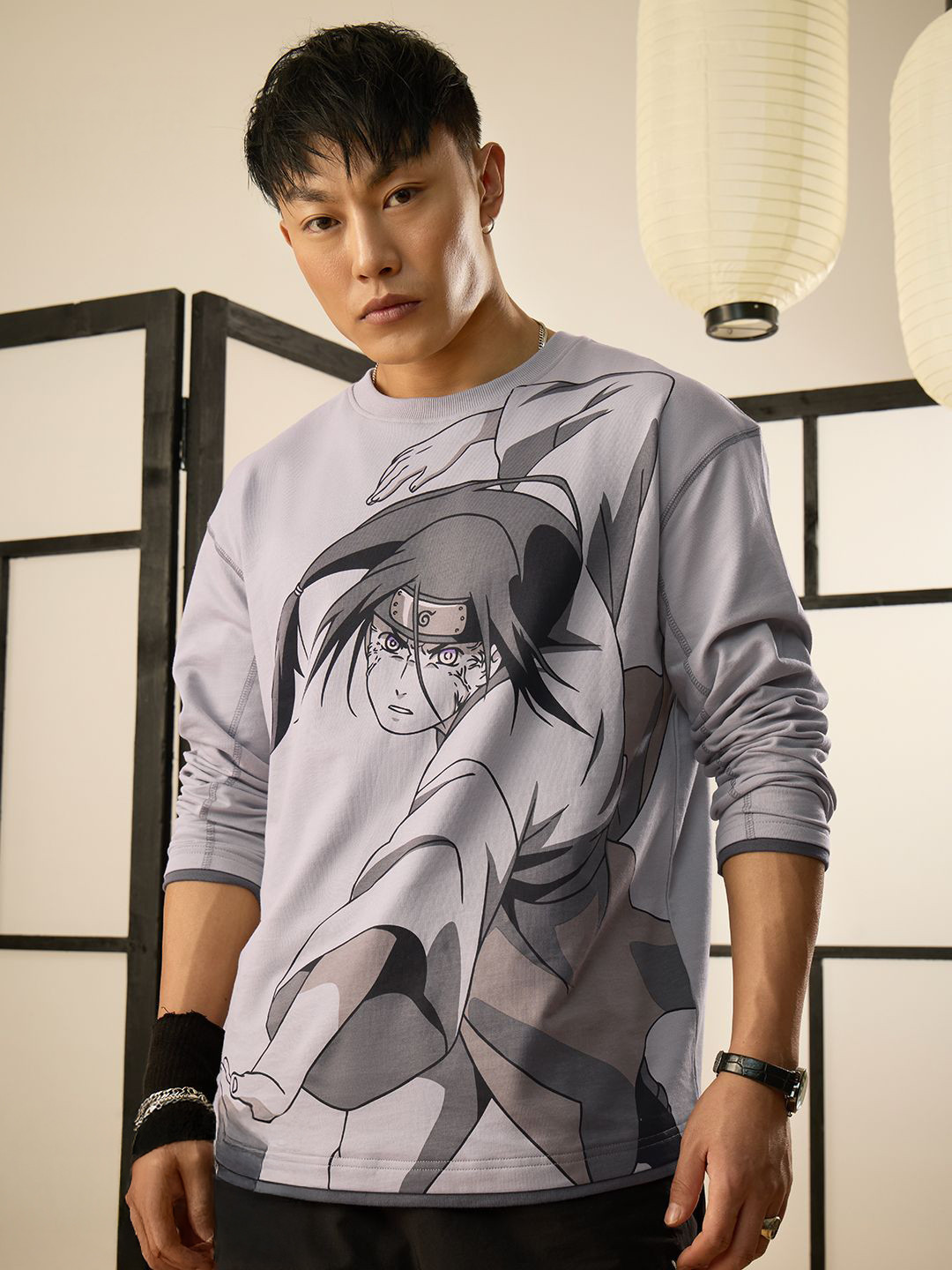 The Souled Store Oversized Naruto Shippuden Neji Hyuga Printed Pure Cotton T-Shirt