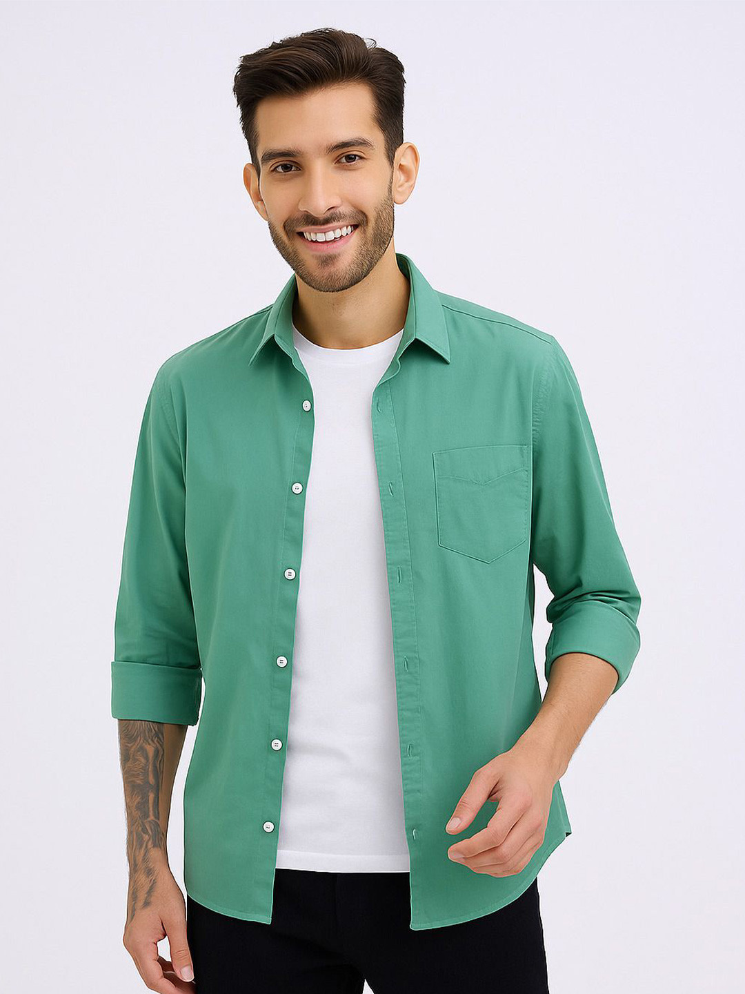 Style Quotient Spread Collar Long Sleeves Cotton Classic Shirt