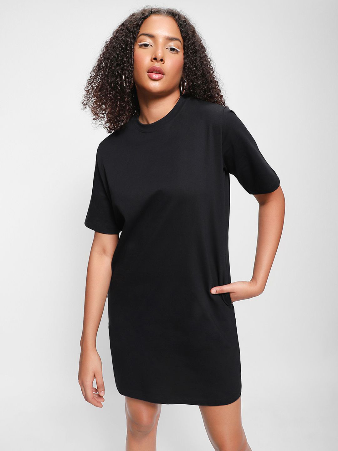 Bewakoof Women Black Oversized T-Shirt Dress