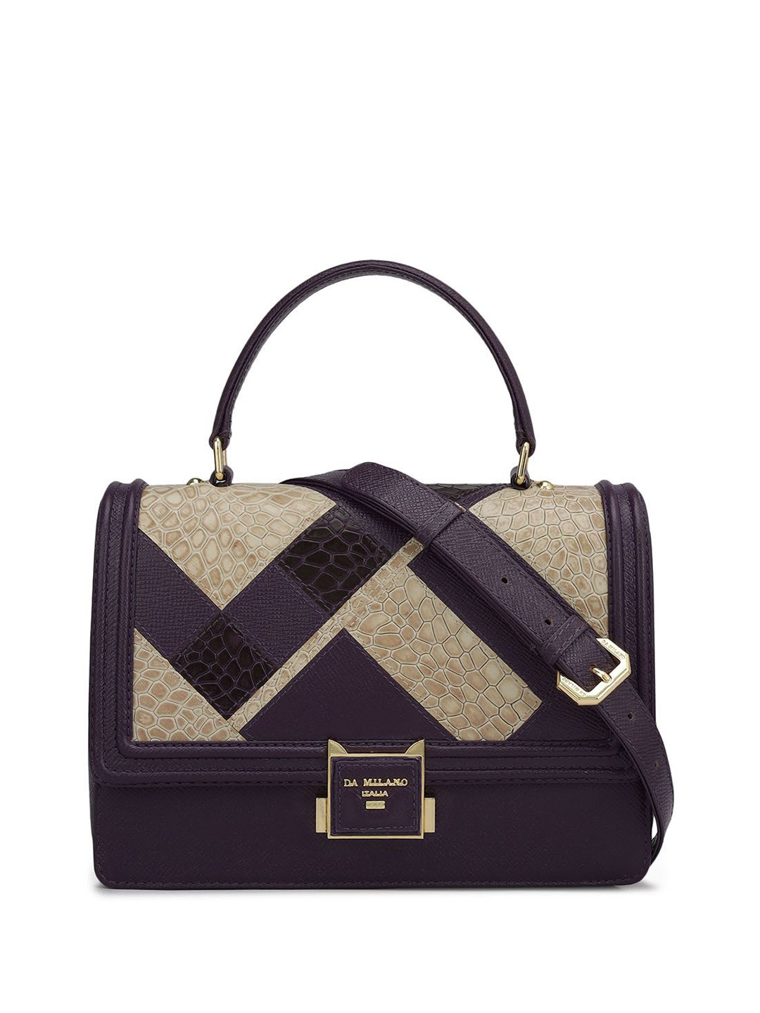 Da Milano Women Textured Leather Satchel Handbags