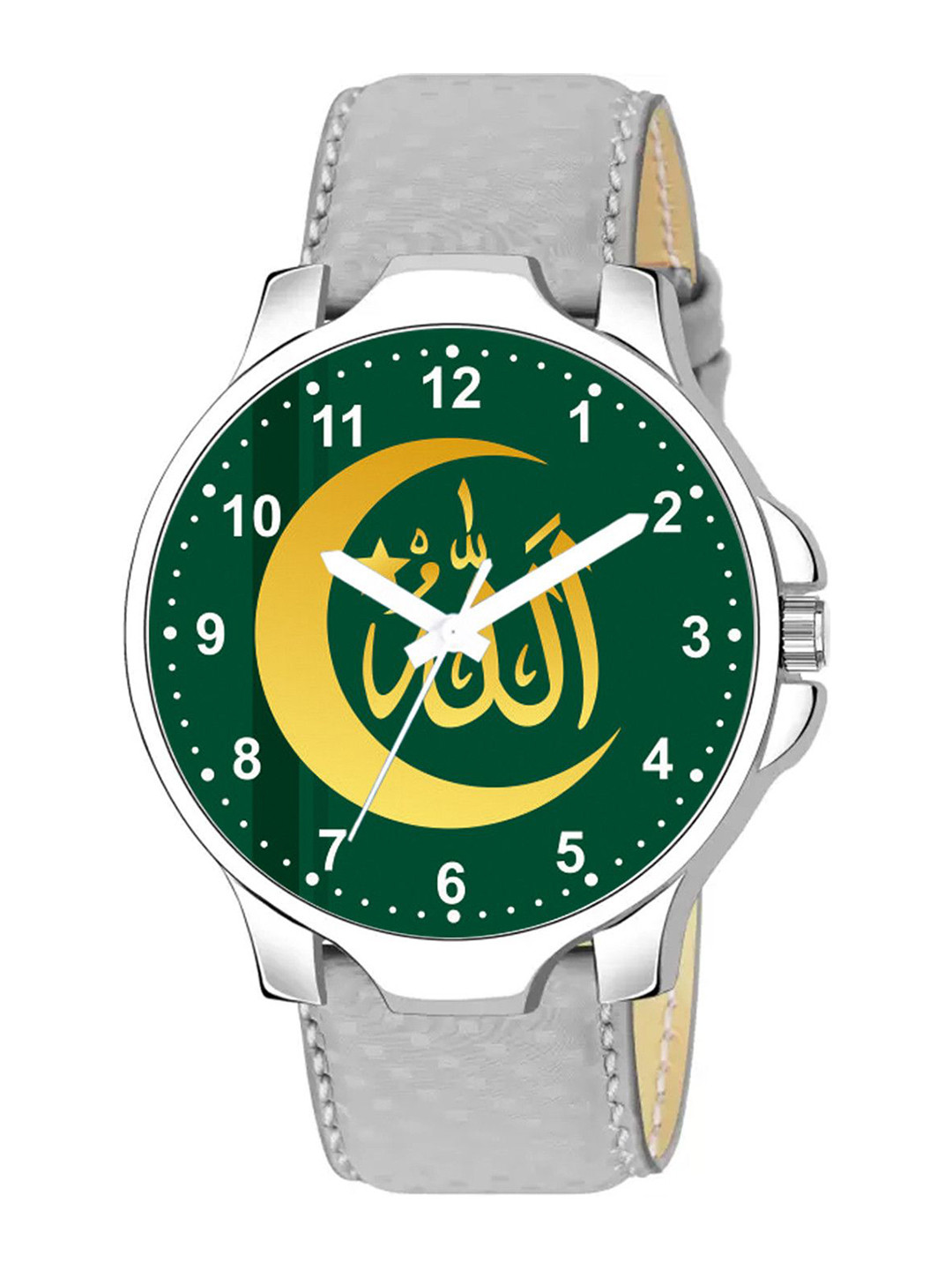 CSAMON Men Dial & Leather Straps Analogue Watch 3KANSLV Islamic GRENUM01 GREY L_SH