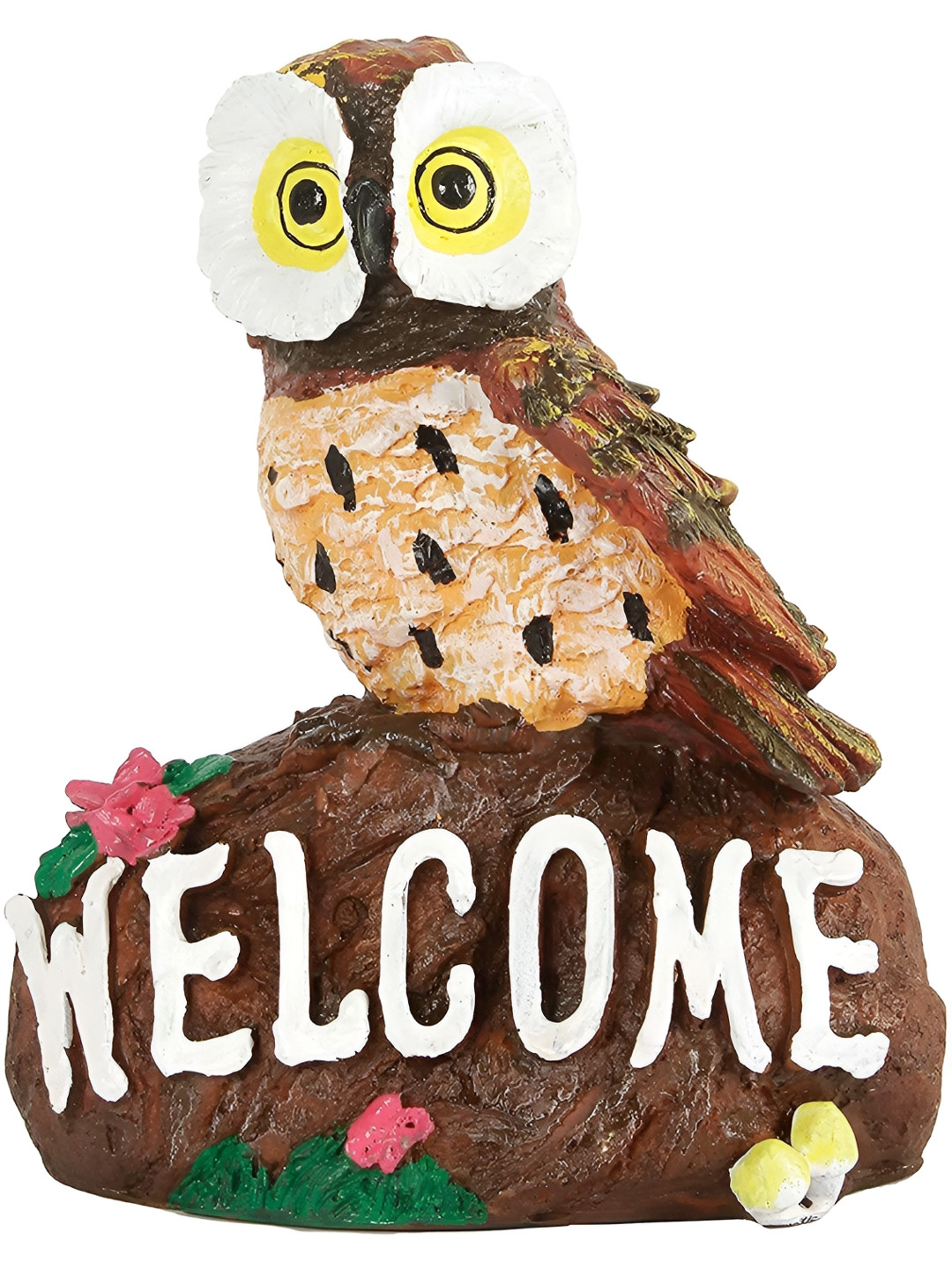 Aura Welcome Owl Brown And White Glossy Birds And Animals Figurine Showpiece