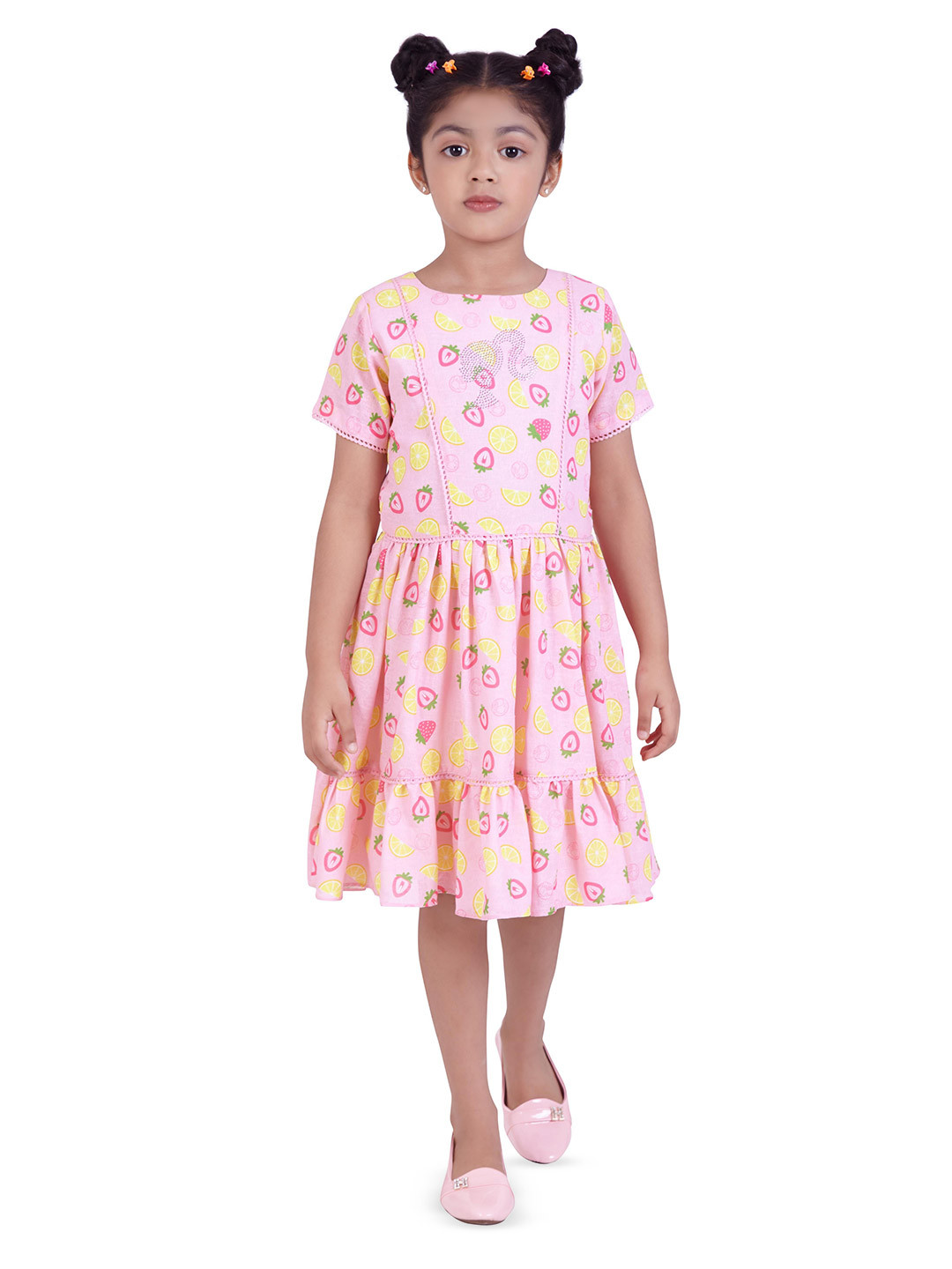 Tiny Tiny Girls Graphic Printed Gathered or Pleated Fit & Flare Knee Length Dress