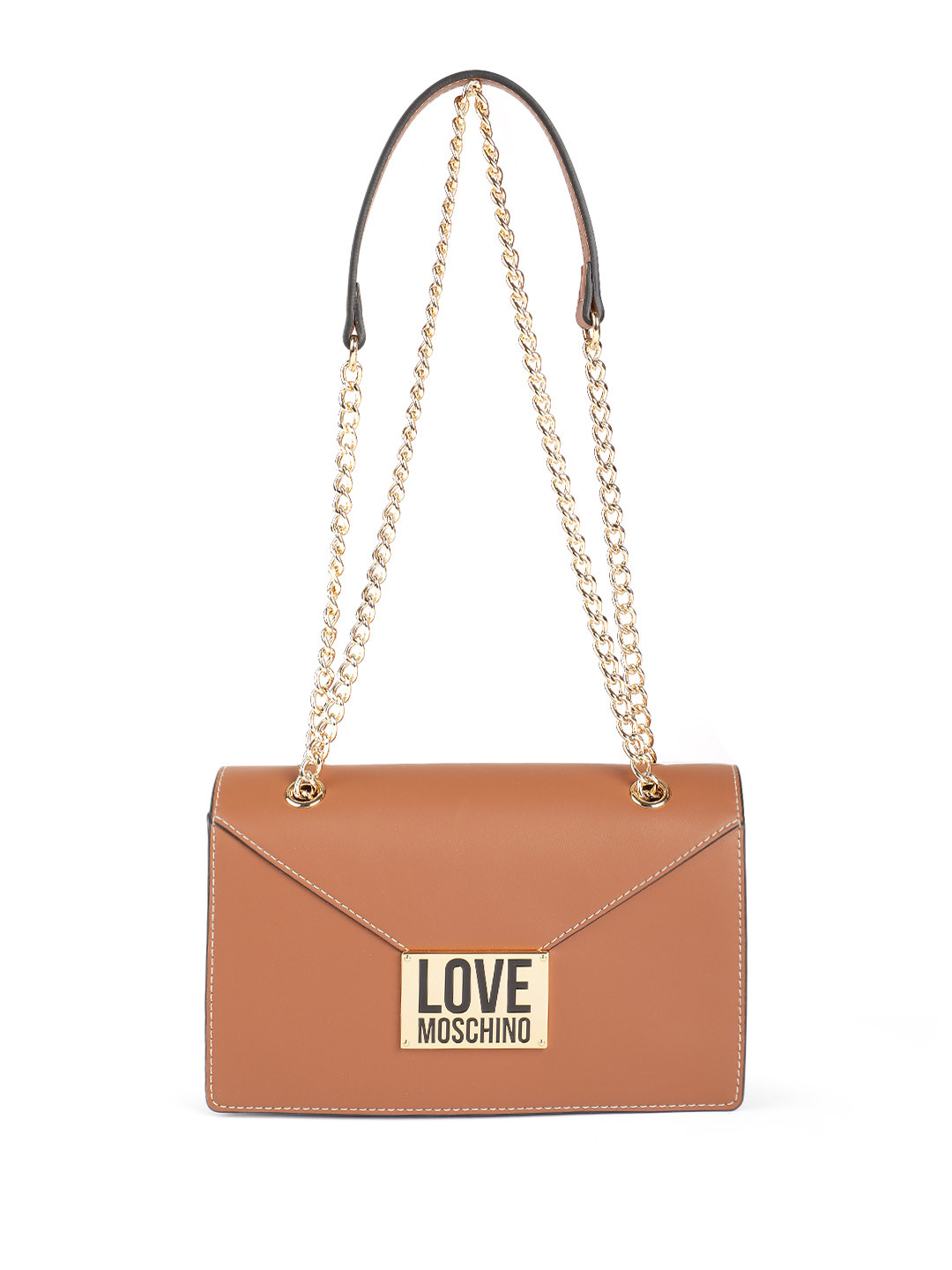 LOVE MOSCHINO Faux Leather Brand Logo Embossed Structured Shoulder Bag