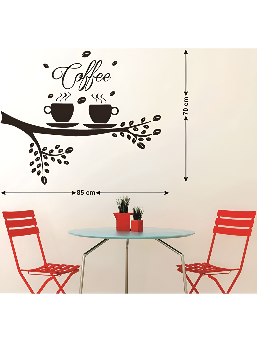 LANSTICK Brown Printed Beautiful Coffee Quotes Wall Sticker