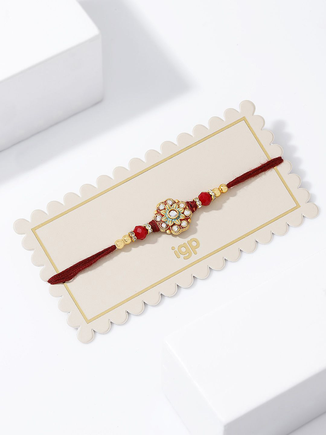 IGP Thread Floral Beaded Rakhi