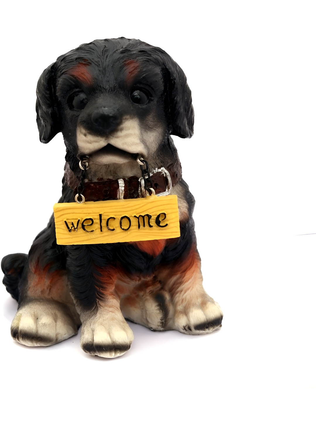 Aura Dog White Polyresin Natural Home Office Tiny Showpiece - 3.5 Inches