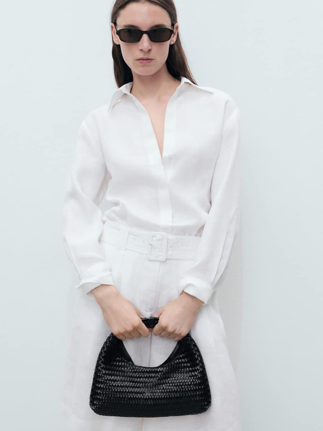 MANGO Drop-Sleeves Pure Linen Oversized Shirt