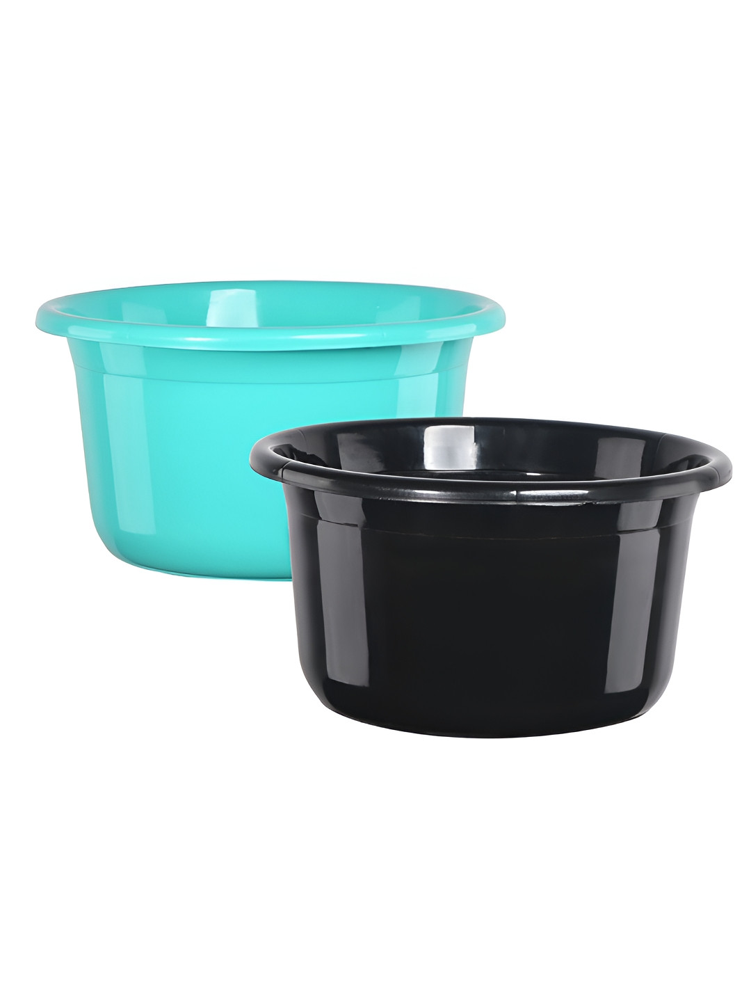 Aura Set of 2 Green & Black 25 Ltr Plastic Bath Tub Accessories Set