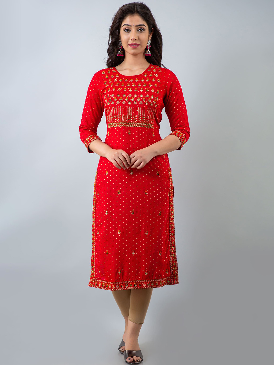 STYLE ANGEL Women Ethnic Motifs Embroidered Festive Straight Kurtas