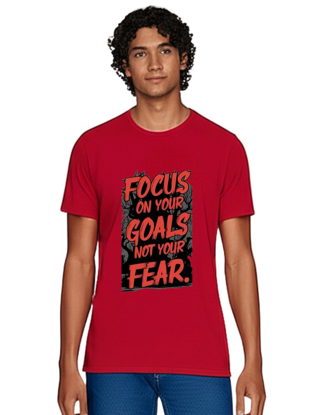 PULP Unisex Focus on Your Goals Not Your Fear Printed Cotton T-shirt
